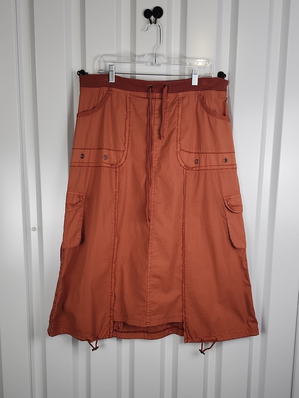 XCVI Castalina Midi Skirt Rust Orange Cargo-Style Lg NWT Cotton Blend Utility
